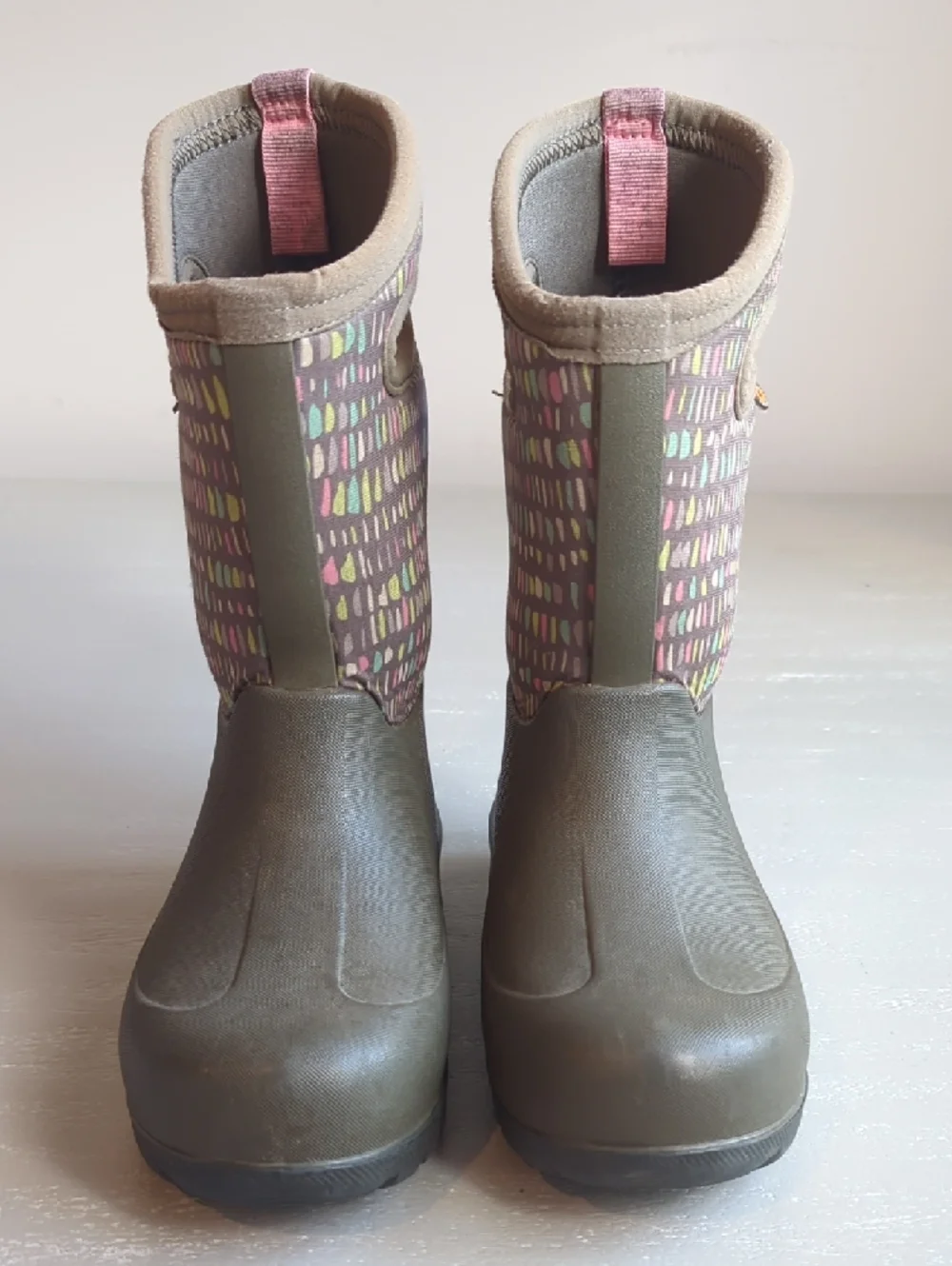 Bogs Girls Boots Rain Snow Olive Green size‎ 13